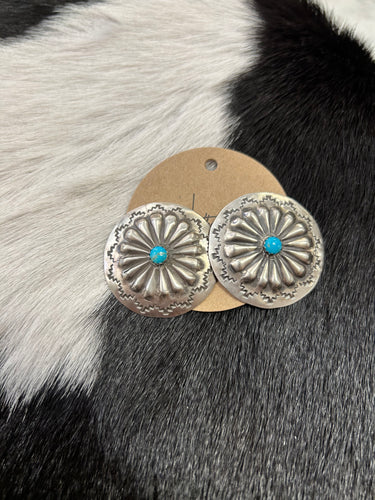 hand stamped concho stud earrings. 