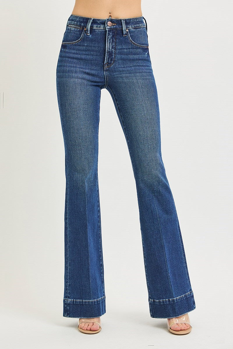 RISEN TUMMY CONTROL HIGH RISE FLARE JEANS