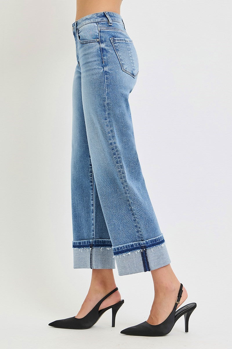 Risen MID RISE ANKLE STRAIGHT CUFFED JEANS