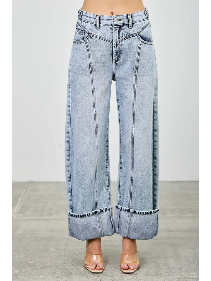 High Rise Low Curve Western Barrel Jeans