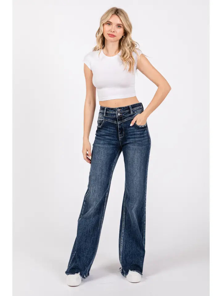 Petra High Rise Stretch Wide Leg Flare Jeans