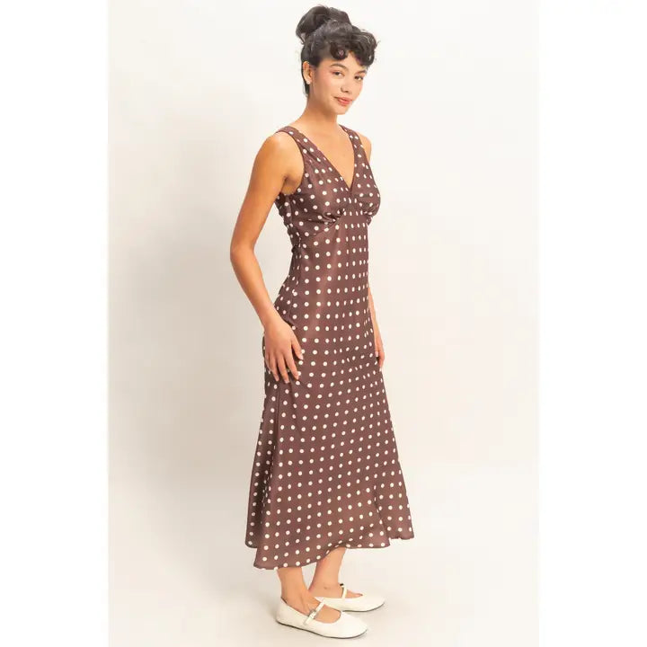 Polka Dot Sleeveless Maxi Dress
