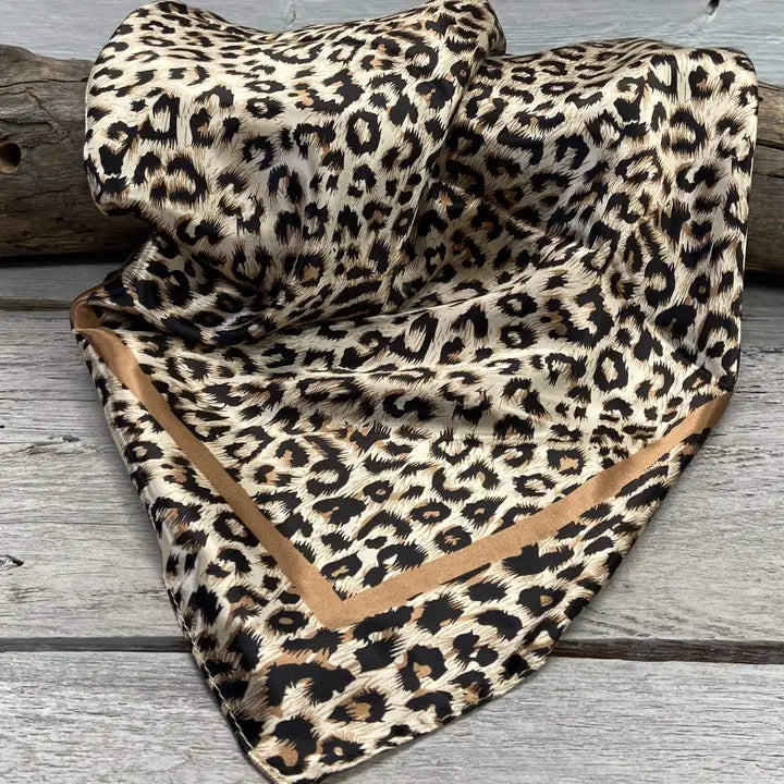 35X35" Tan Leopard Wild Rag/Scarf