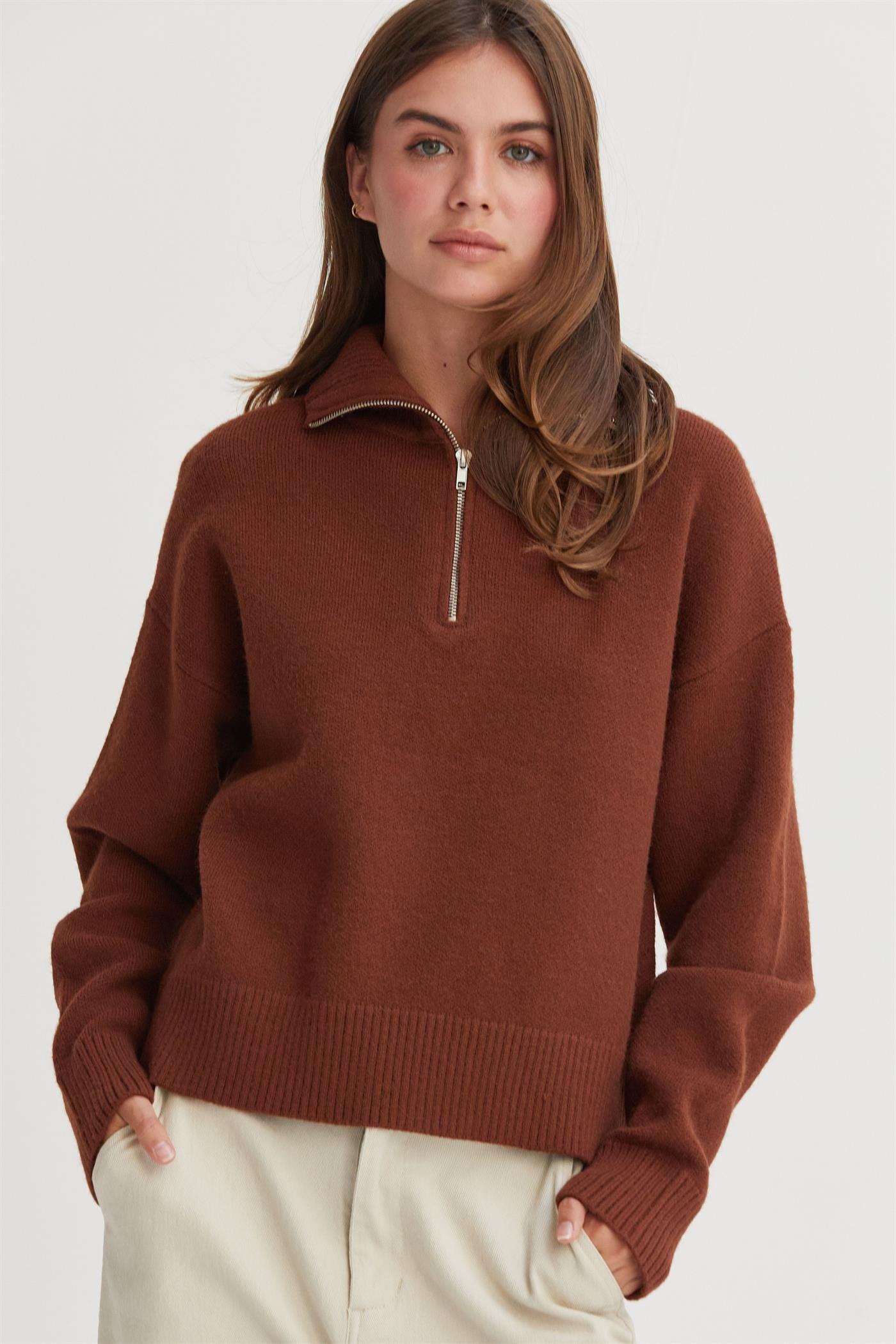 Chestnut Drop Shoulder Sweater