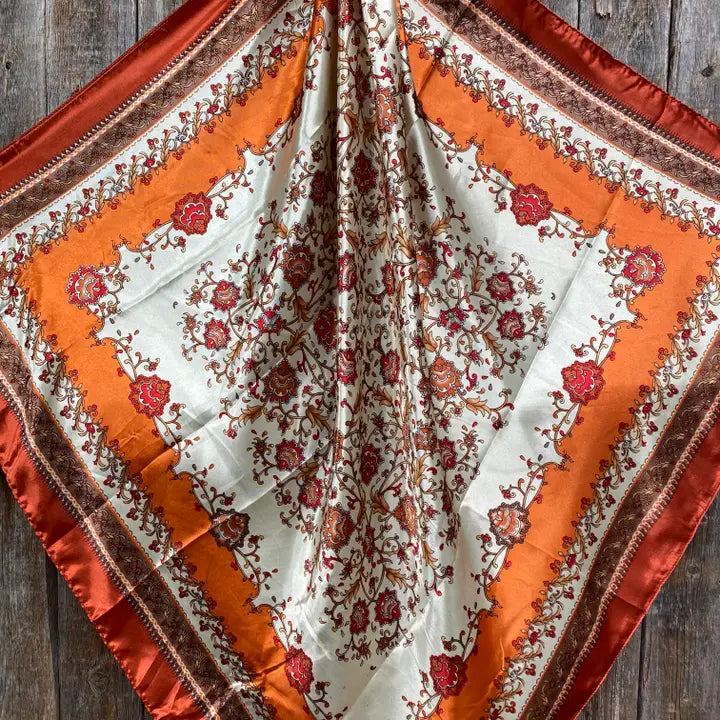 35X35" Burnt Orange & Tan Wild Rag / Scarf