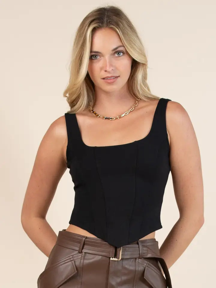 Black Square Neck Top
