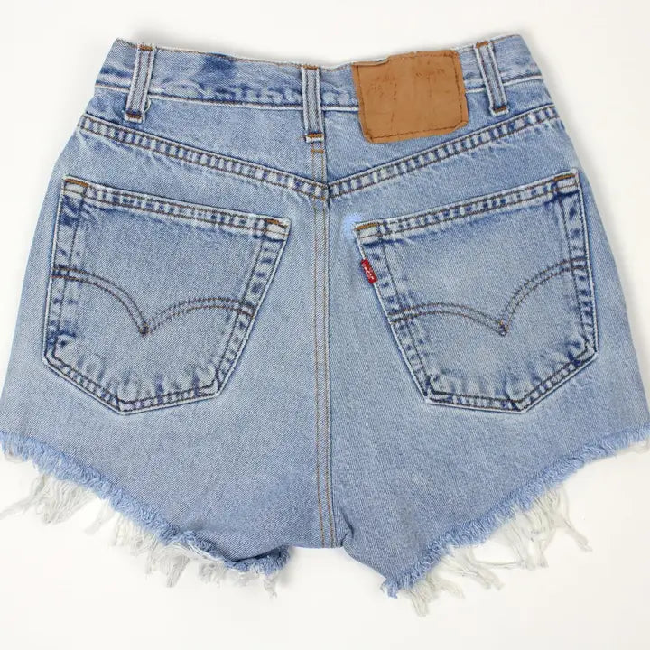 Low-Rise Upcycled Denim Cutoff Shorts - Frayed