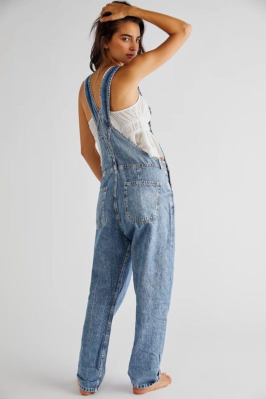 We The Free Ziggy Denim Overalls In Powder Blue