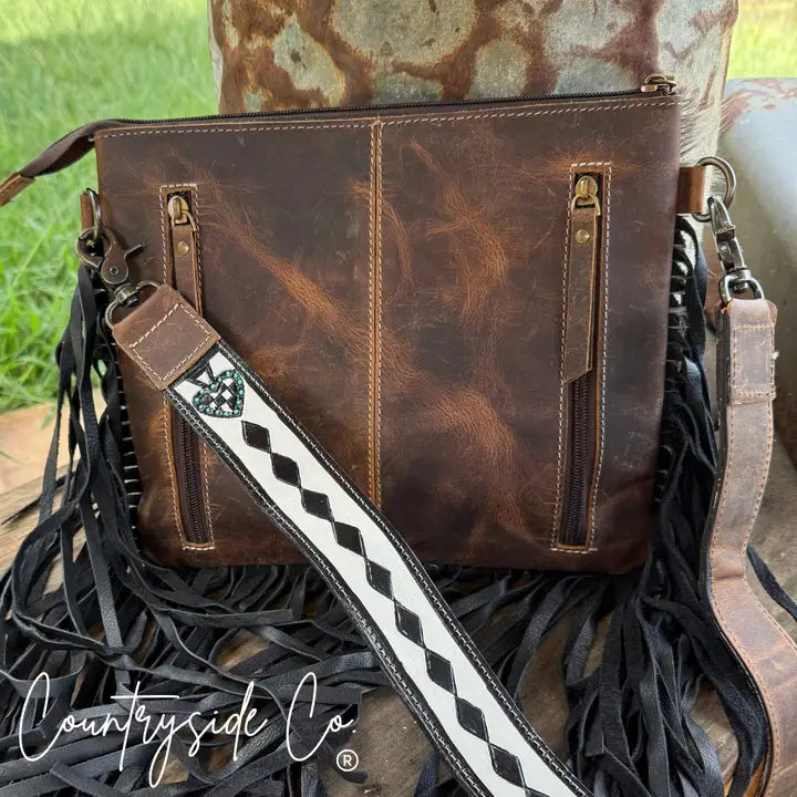 Checkered Spade Cowhide & Tooled Leather Purse - Limited Edition