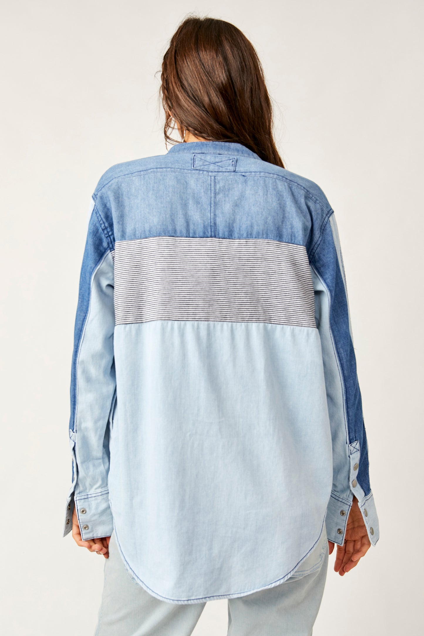 Free People Moto Color Block Shirt