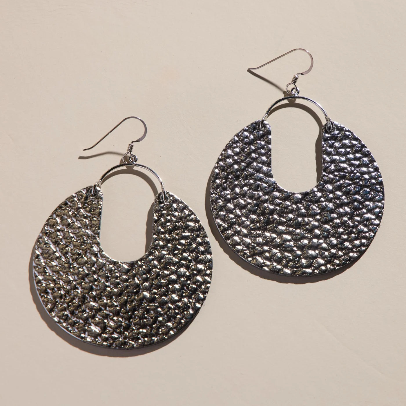 Hammered Silver Leo Earrings