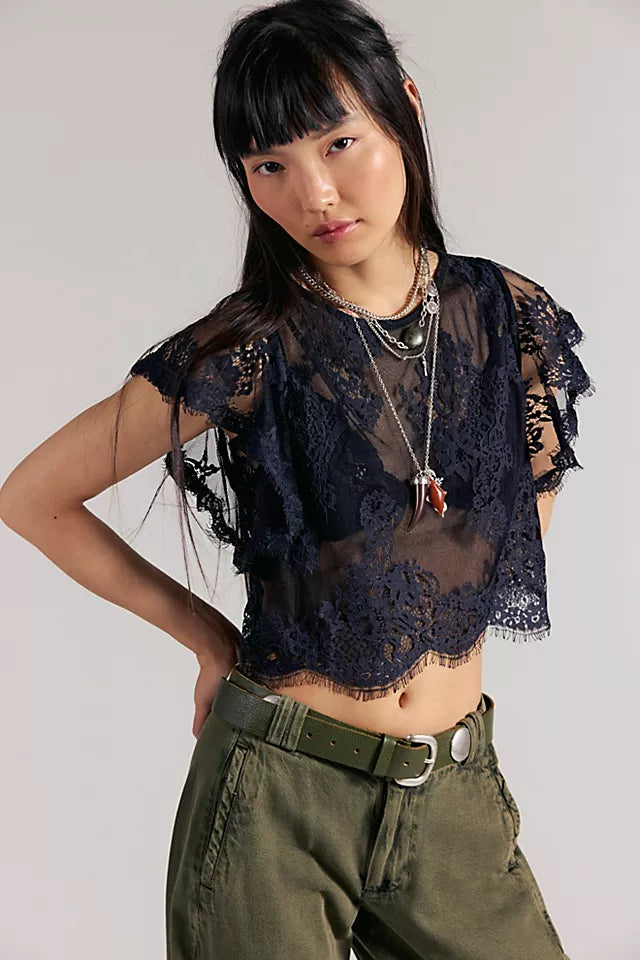 Black lace top. 