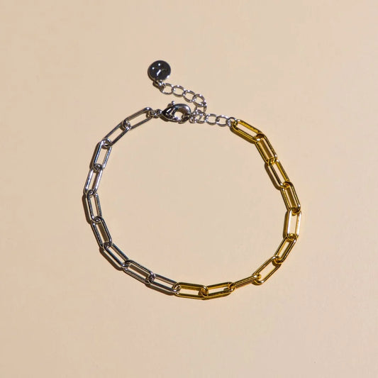 Mixed Metal Waterproof Paperclip Chain Bracelet