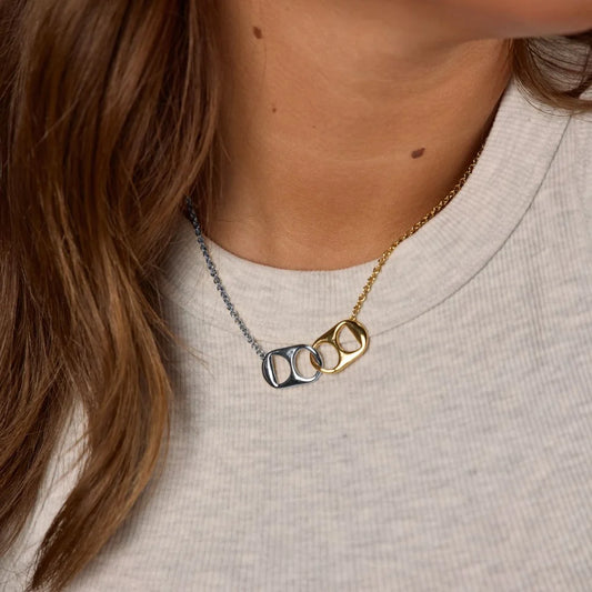 Mixed Metal Soda Tab Necklace