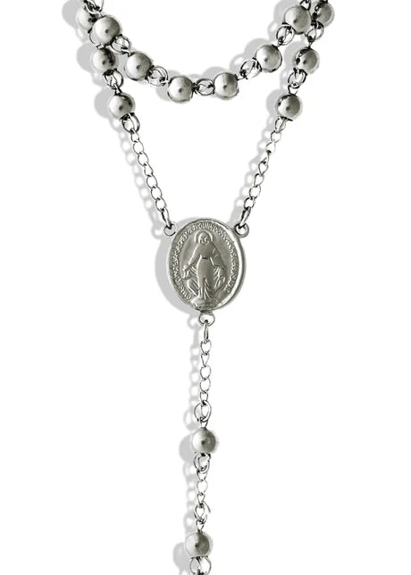 THE COMMANDMENTS WATER RESISTANT LONGLINE NECKLACE SILVER