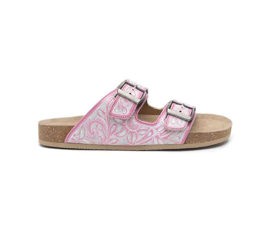 Blossom Glimmer Hand-tooled Sandals