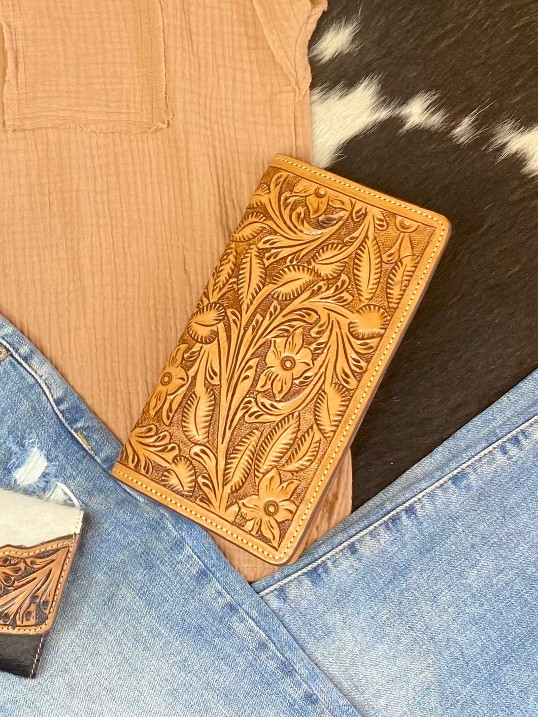 Hand tooled book wallet