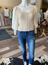 Load image into Gallery viewer, Crochet Top with Chiffon Sleeve
