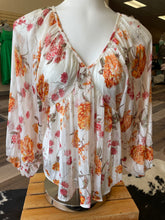 Load image into Gallery viewer, Floral Print Poly V Neck Blouse Top

