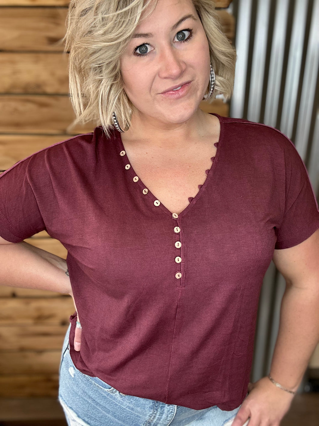 Button Details Solid Top
