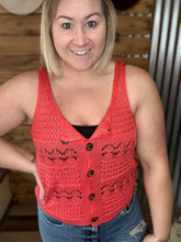 Load image into Gallery viewer, Dark Coral Crocheted Tank

